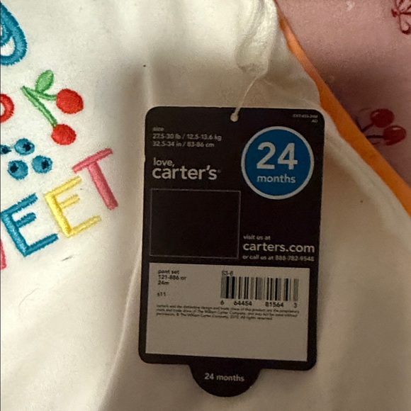 CARTERS Orange & White Kids 2Piece set 24months/2T NWT ADORABLE 🥰 - Picture 2 of 6
